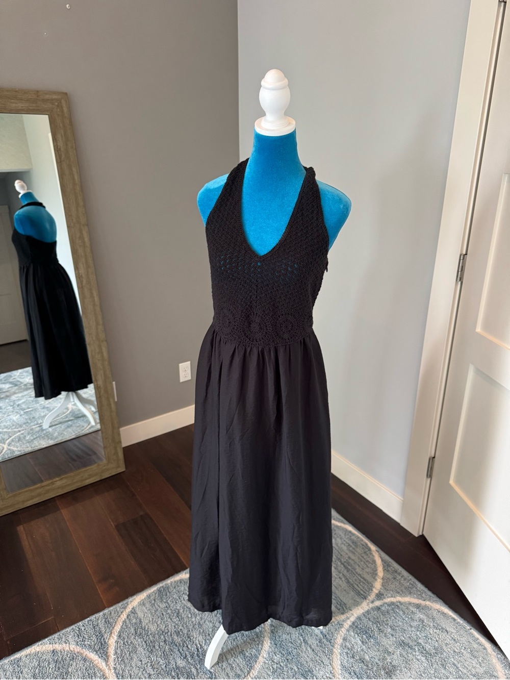 LOFT Black Halter Midi Dress